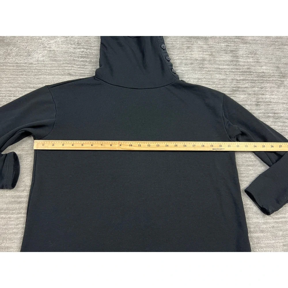 Time‎ and Tru Sweatshirt Womens S Black Funnel Neck Button Side Fleece Pullover